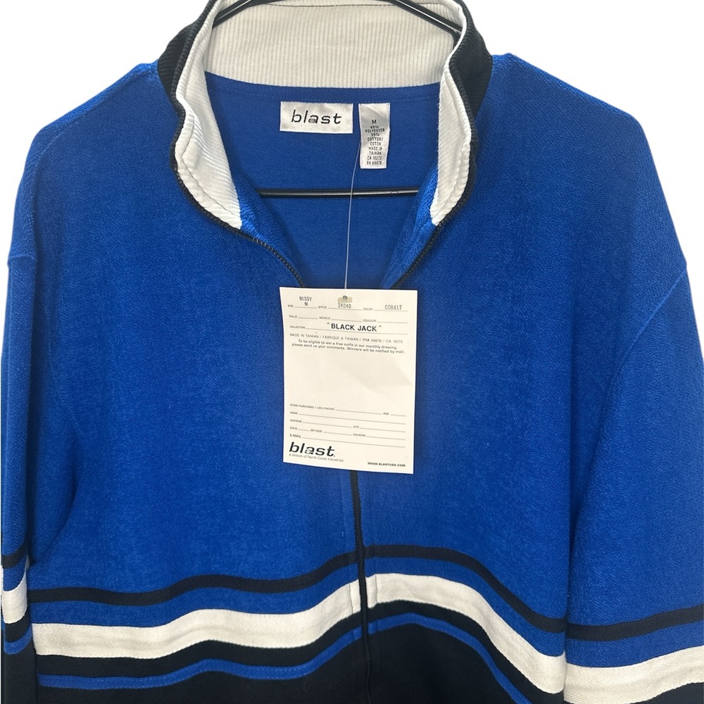 Men's Blue and Black Zip-Up Sweater